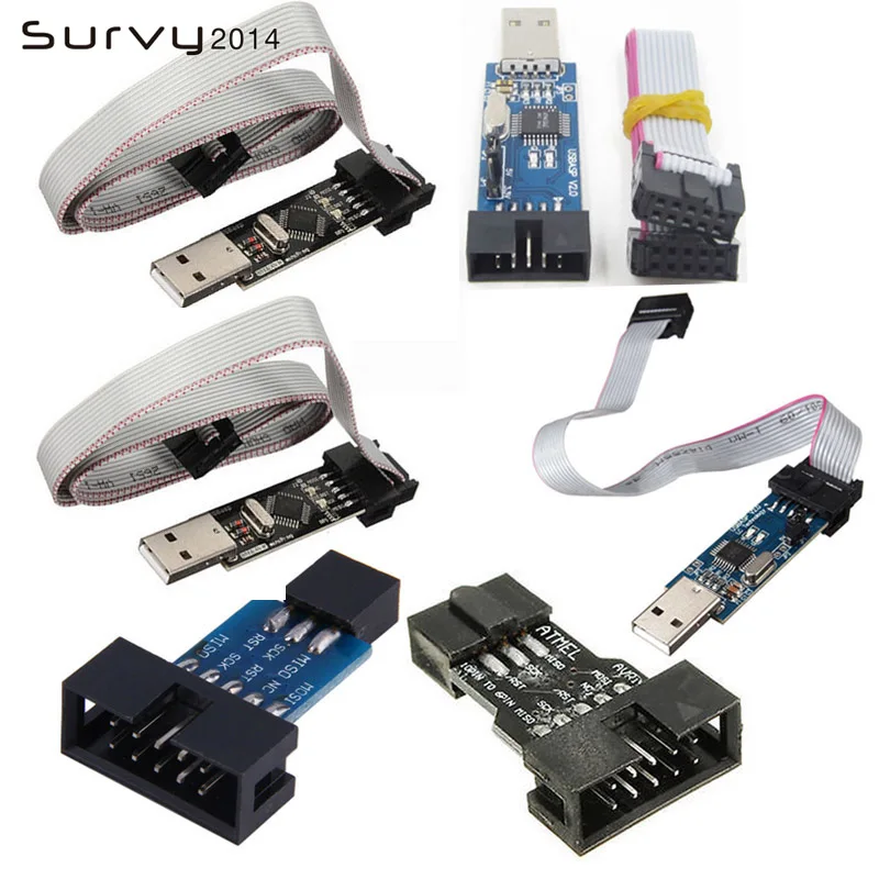 USB программатор ATMEGA8 ATMEGA128 ATtiny/CAN/PWM 10 контактный модуль|Интегральные схемы| |