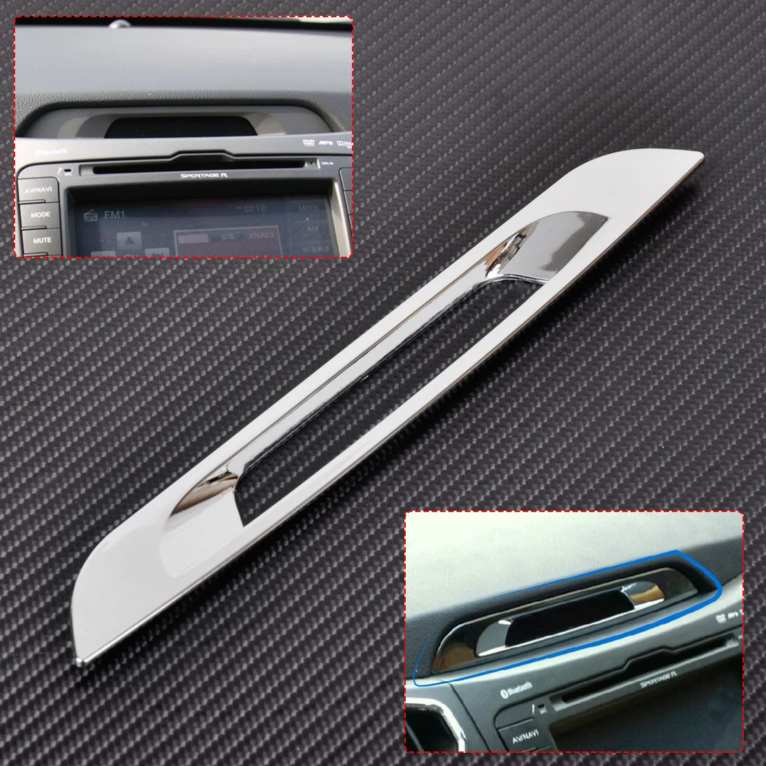 

DWCX ABS Chrome Car Interior Console Display DVD Outlet Ring cover Molding Trim for Kia Sportage R 2011 2012 2013 2014 2015