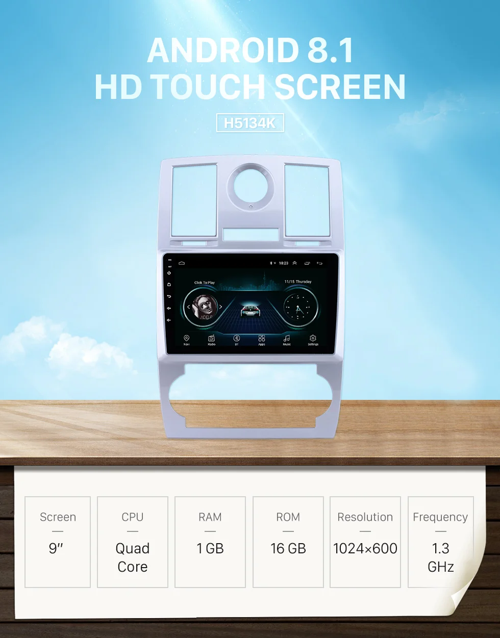 Discount Seicane Android 8.1 2din Car GPS Head Unit Player For Chrysler Aspen 300C 2004 2005 2006 2007 2008 Quad-core Support OBD2 WiFi 0