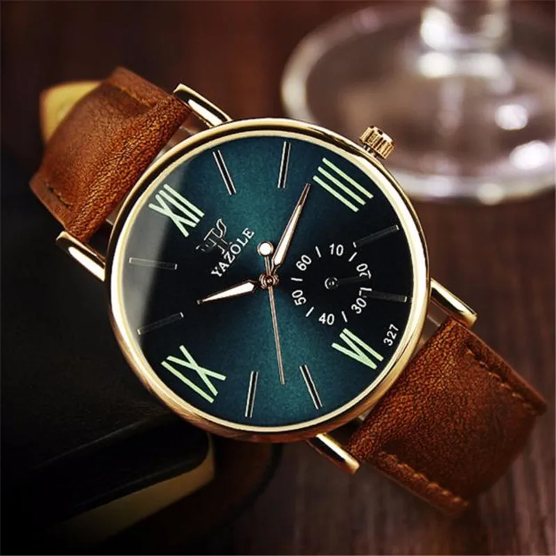 Мужские часы Лидирующий бренд Роскошные Кварцевые часы модные повседневные деловые наручные часы кожаные мужские часы Relogio Masculino# D