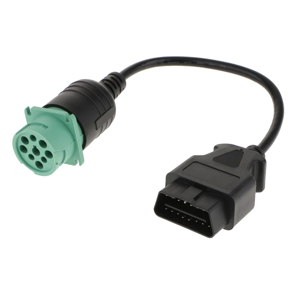 9 Pin Male To 16 Pin Female OBD II Adapter Diagnostic Cable For Diesel Truck Car Accessories