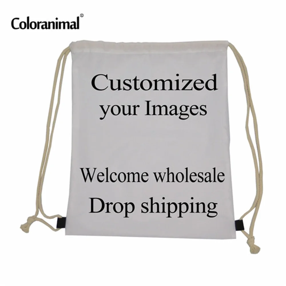 Coloranimal Drawstring Casual Bags for Female Male Teenager Girl Boy Backpack Sack Pack 3D Oil Printing Crazy Horse Storage Bags