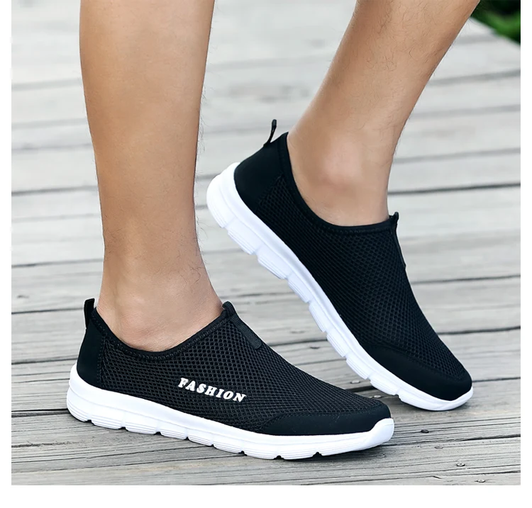 Fashion Summer Shoes Men Casual Air Mesh Shoes Lightweight Breathable Slip-On Flats Chaussure Homme Large Sizes 36-46 Wholesale
