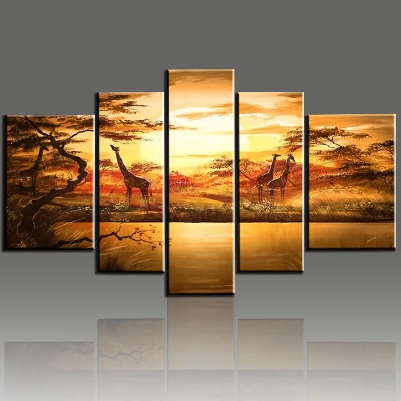 Quadro Grande Sala De Estar ~ Painted Wall Art African Forest Giraffes Quadros De Parede Sala Estar Quadro Grande Sala De Estar ~ Painted Wall Art African Forest Giraffes Quadros De Parede Sala Estar
