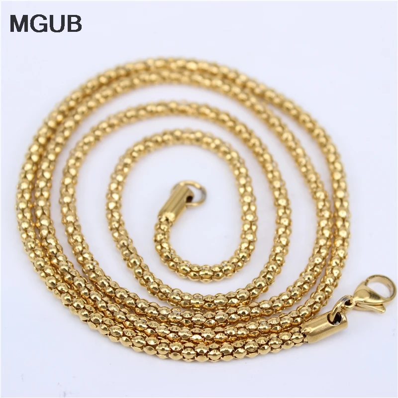 MGUB попкорн мужские MS ожерелье из нержавеющей стали 3 мм 70 см длинные с фабрики золотой цвет серебряный цвет BD15