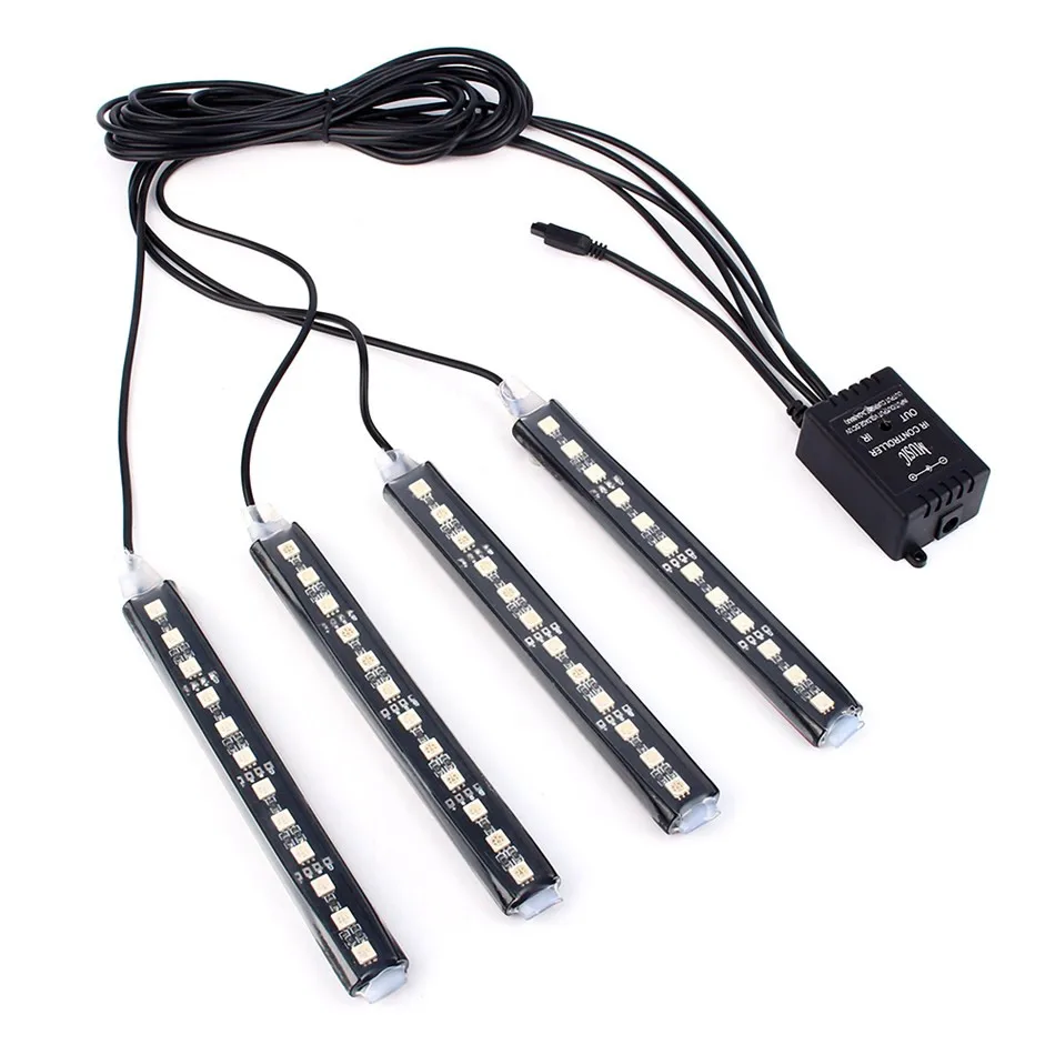 12LED 7 красочный пульт дистанционного управления окружающей среды ноги хорошо освещение автомобиля номерные знаки для автомобиля 5050SMD DC12V RGB музыка атмосферный свет