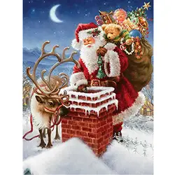 Руководство Фестиваля алмазов картина Рождество снег зрения алмазов картина вышивки крестом Санта Клаус Лось дымоход новогодний пейзаж