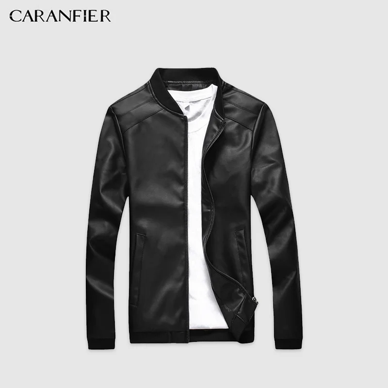Online Chaquetas de cuero para hombre, chaquetas finas de imitación de primavera y otoño para hombre, chaqueta clásica de motociclista Punk para hombre, cremalleras de cuello alto