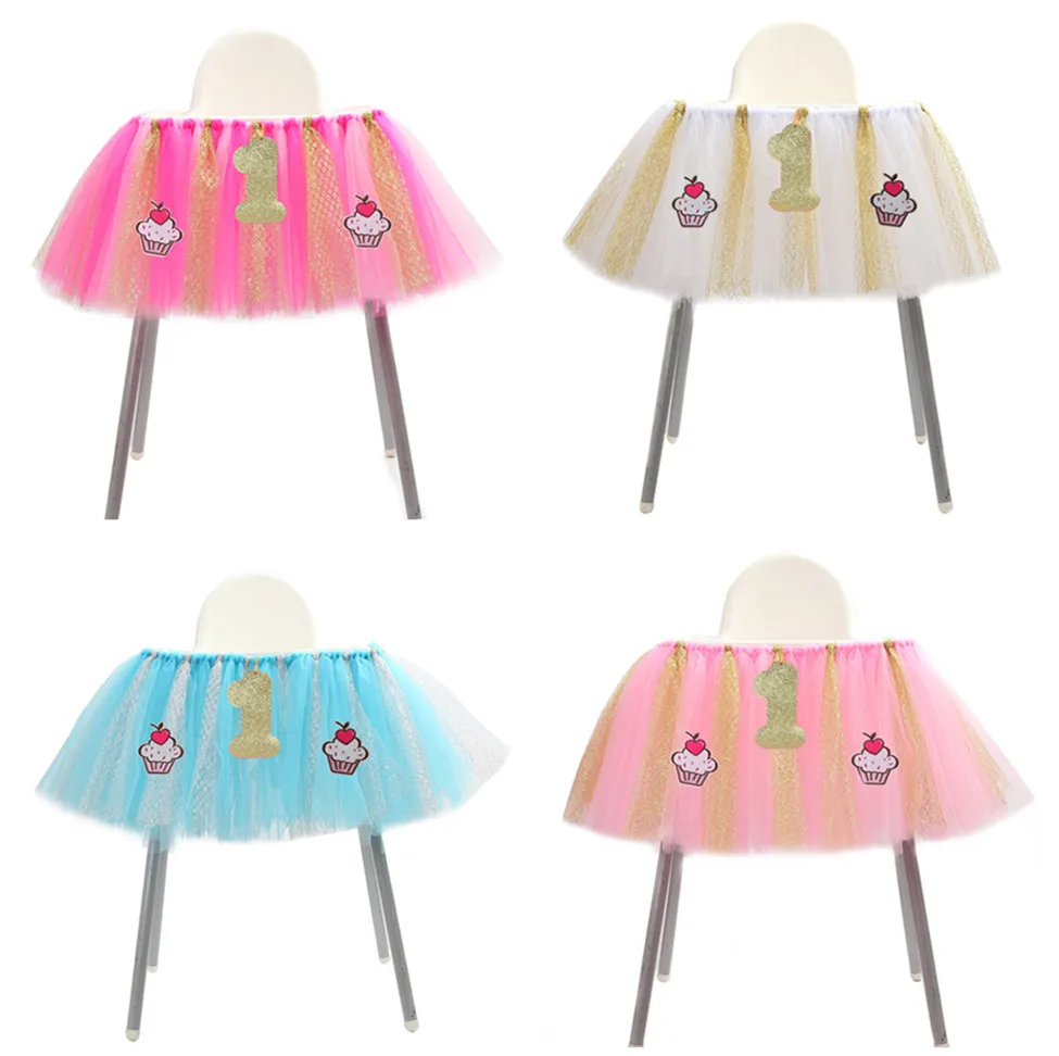 Uk Princess Tulle Tutu Table Chair Skirt Kid Birthday Party Baby