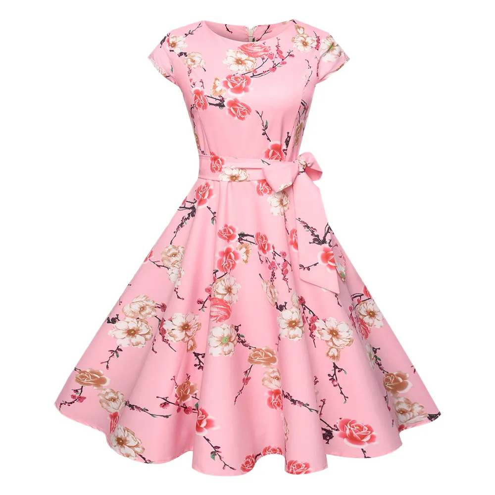 Buy Kenancy Elegant Style Pink Floral Print Summer