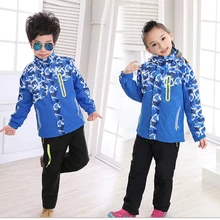 Зимняя куртка для девочек лыжный костюм, для спорта на открытом воздухе для сноуборда куртка для маленьких мальчиков; зимние штаны; Водонепроницаемый детский лыжный набор с капюшоном Terno Esqui теплые ветрозащитные