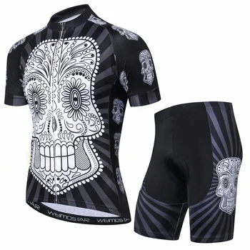 

WEIMOSTAR Men Summer skull Clothing Cycling Jersey Sets ropa ciclismo Bike racing team maillot short sleeve outdoor clothes