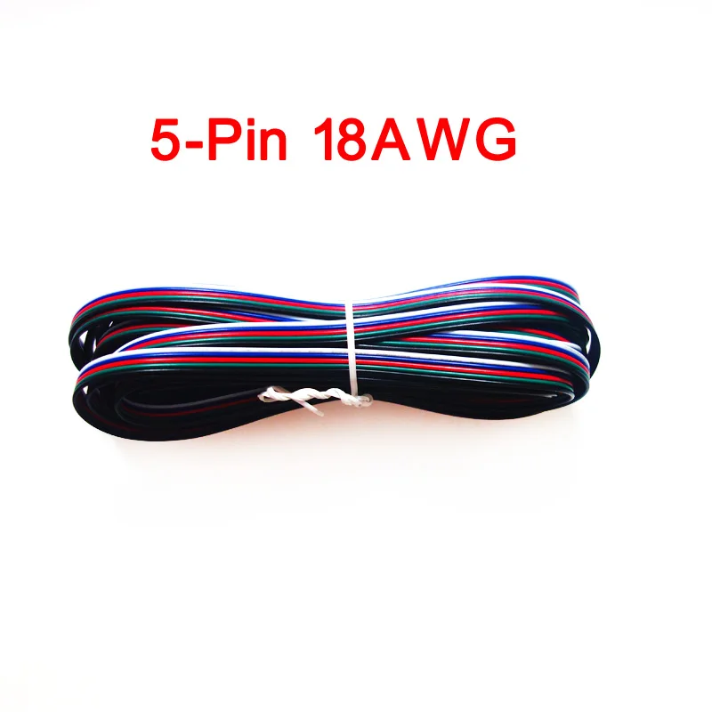 5 м 10 м 20 м 2Pin 3Pin 4Pin 5Pin 18AWG 20AWG 22AWG электрический провод кабель-удлинитель для Светодиодные ленты светильник - Цвет: 18AWG 5Pin