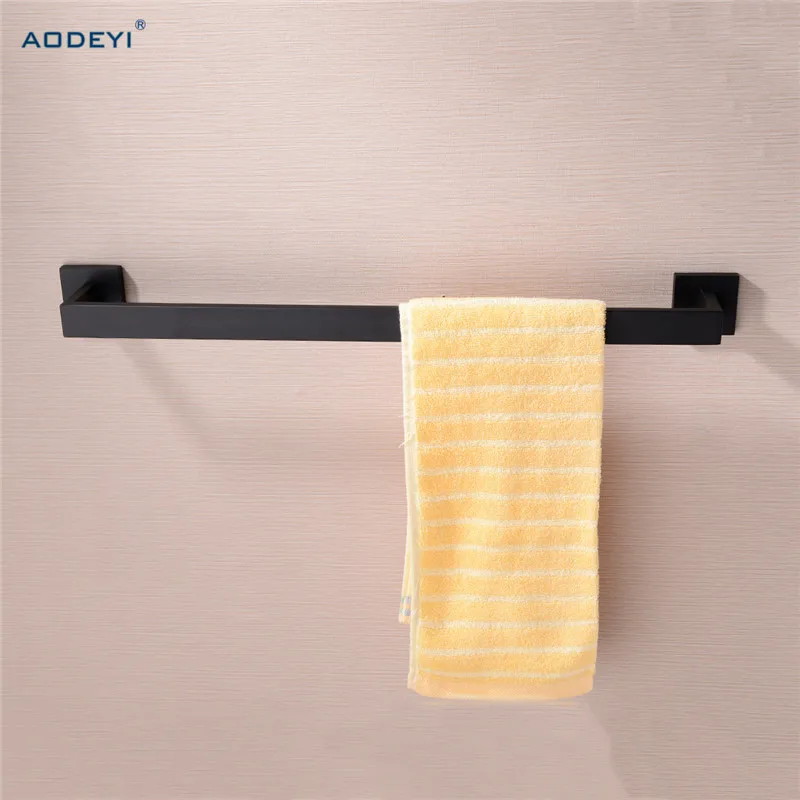 

AODEYI Matte Black Wall Mount Towel Holder Bathroom Single Towel Bar 304 Stainless Steel 618mm Rack Bathroom Accessories