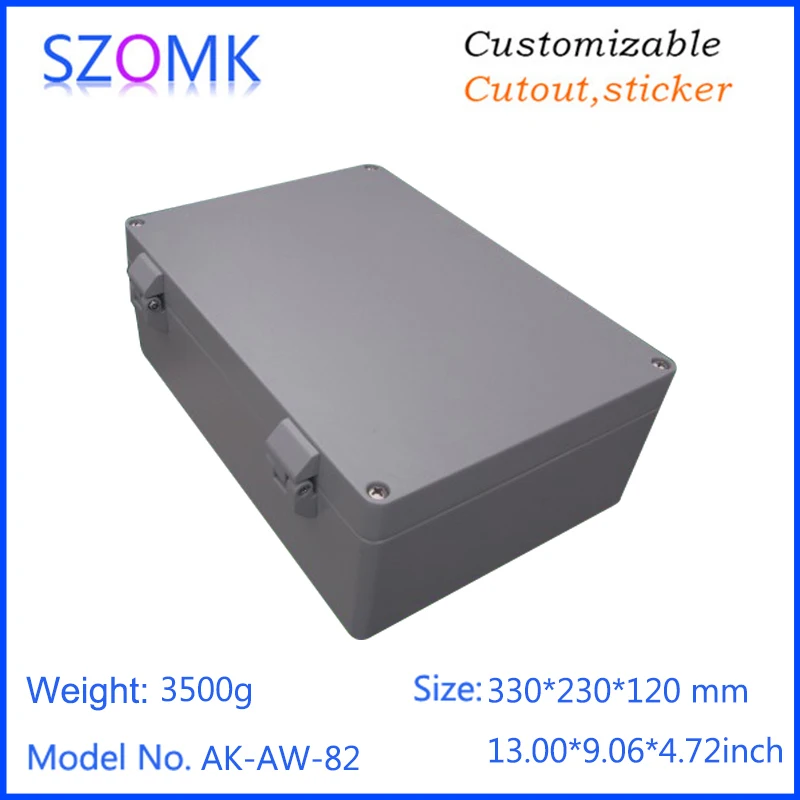 1 piece 330 230 120mm large hinged aluminum die casting waterproof electrical enclosure controller box