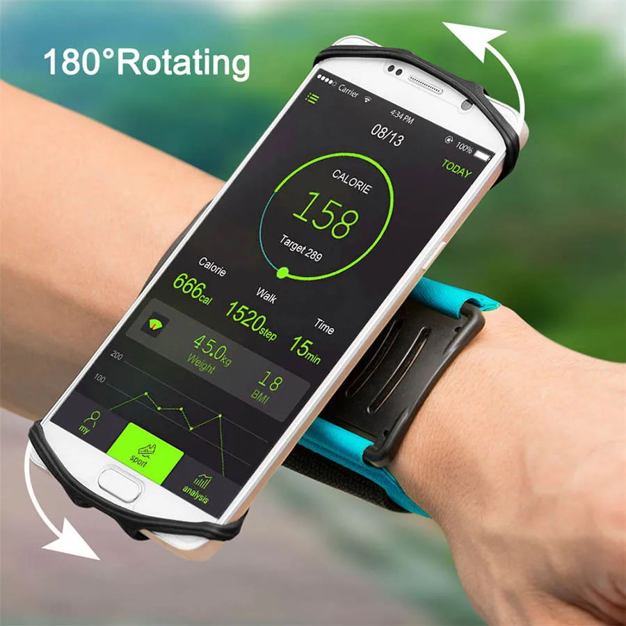 

180 Degree Rotatable Running Wristband Phone Case Arm Band Sport Cycling Gym Wristlet Belt Armband Bag for 4-5.5 inch Smartphone