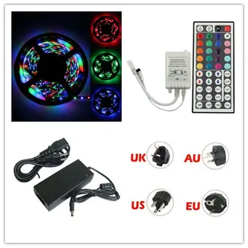 

10M 5050 Waterproof RGB SMD Home Decoration lamp Flexible Light Strip Lamp2*5M+44 key IR+12V 5A Power Supply