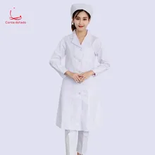 White gown, long sleeve doctor's overalls, nurse's uniform, general classic for doctors