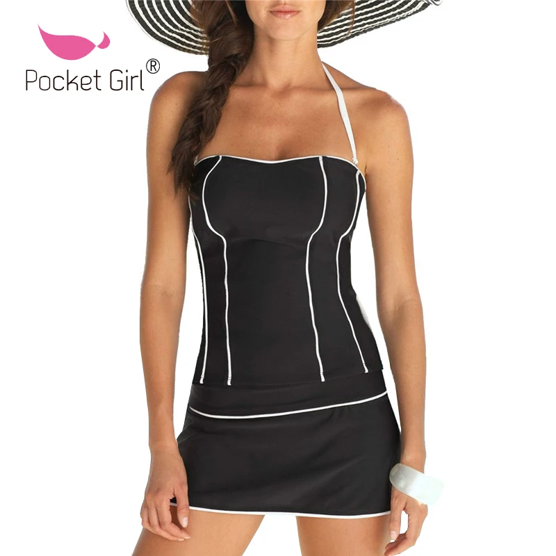 Pocket Girl 2017 New Arrival Summer Women split Beachwear Black Solid Swimsuit Plus Size High Waist Push Up Beach Bikini Set plus-size-black-swimsuit : image Pocket Girl 2017 New Arrival Summer Women split Beachwear Black Solid Swimsuit Plus Size High Waist Push Up Beach Bikini Set plus-size-black-swimsuit