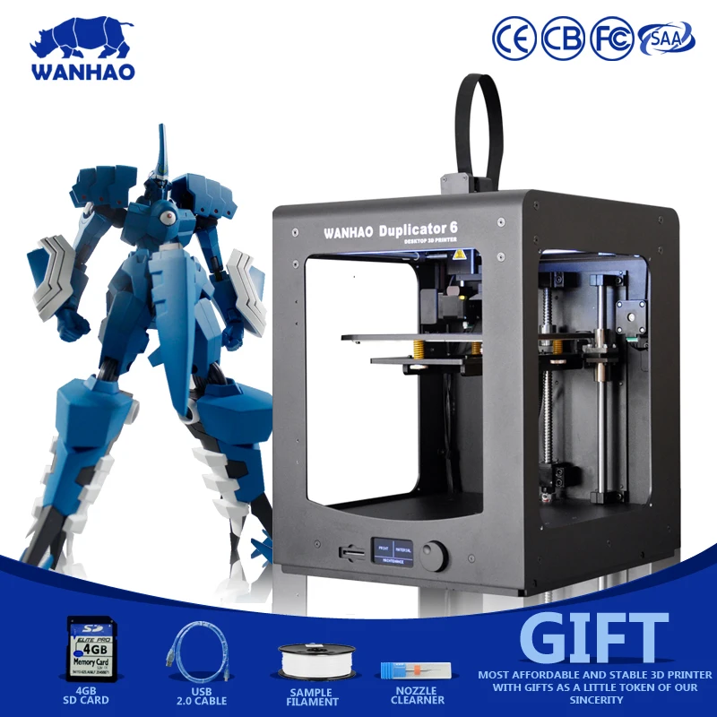 Новое обновление 2018 Wanhao Дубликаторы 6 plus 3D принтеры полностью металлическая