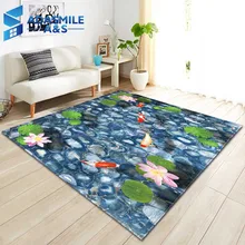 Нордический фланелевый ковер для гостиной, 3D декорации, Нескользящие Коврики для детской комнаты, напольный коврик, коврики с золотой рыбкой, детские ковры для игры