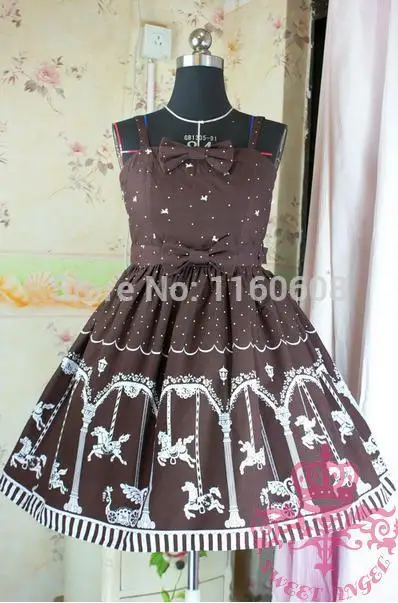 Лидер продаж сладкий японский Princesss Лолита платье коричневый хлопок АО платье