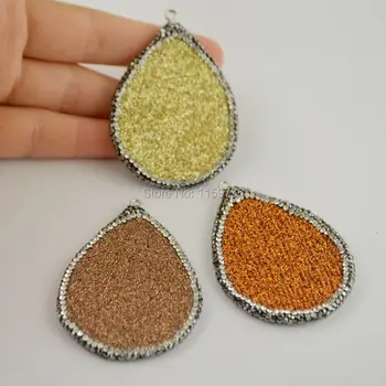 

8PCS Spray Painted Slice Pendant, Crystal Rhinestone Paved Charm Jewelry Pendant Beads For Making Necklace Earring