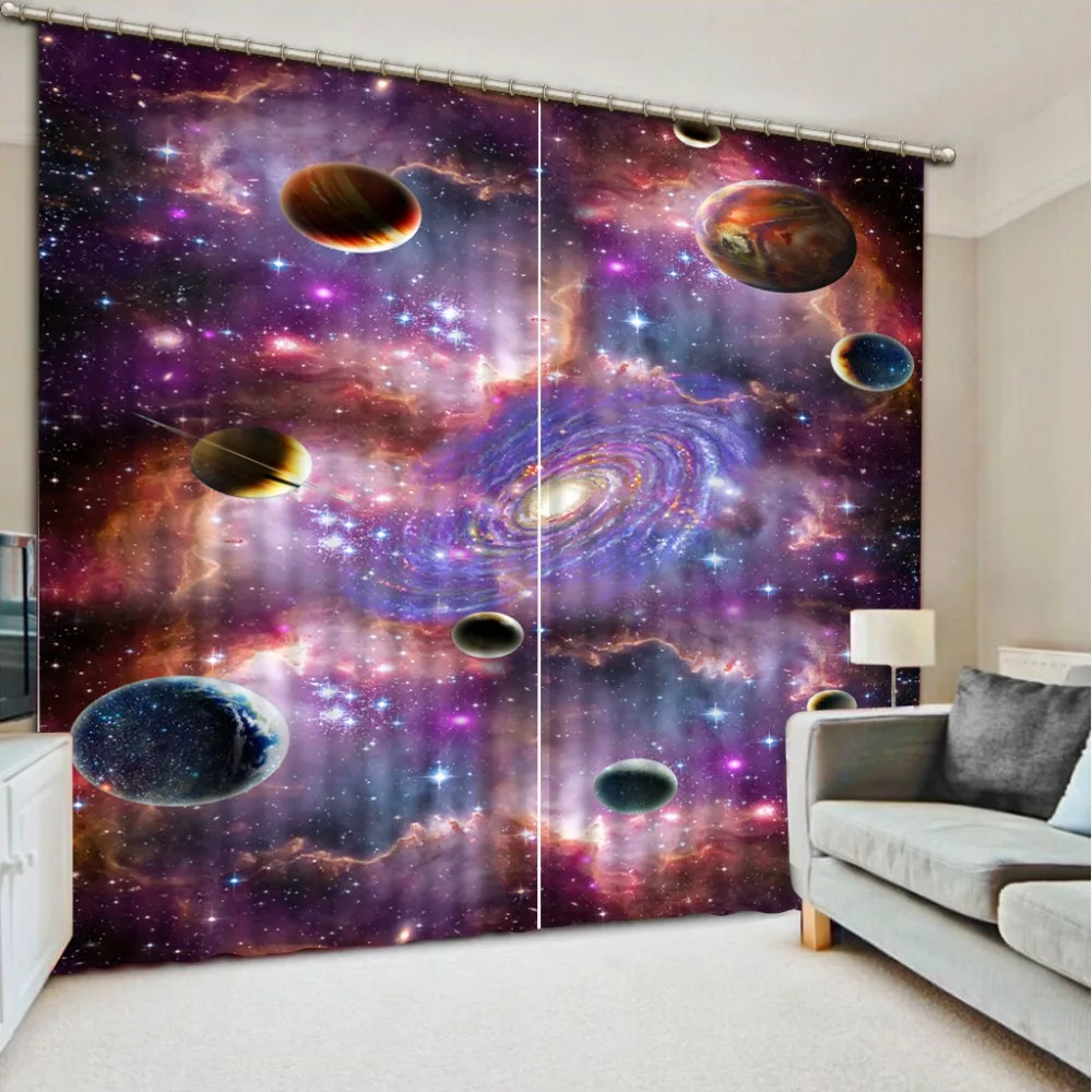 

Hot 2016 Customized 3D curtains Kids Room curtains Custom 3D world Home Decoration