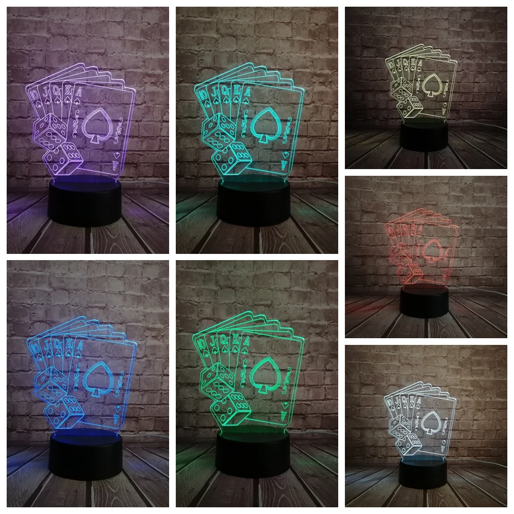 Креативный 3D светодиодный USB светильник волшебник украшение Техасский HOLD EM Dice Poker