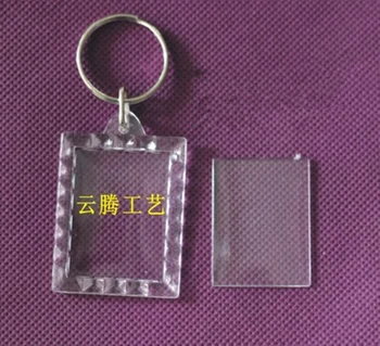 

5000pcs/lot Mini Rectangular lace Transparent Blank Photo Picture Frame Key Ring Split Ring keychain Gift For Men Women