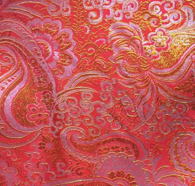 148*50 см Пейсли металлическая парча ткань для одежды платье костюм фестиваль украшения - Цвет: red with gold