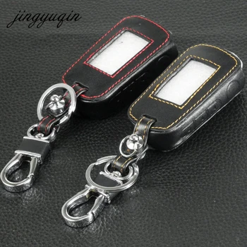 

jingyuqin Leather Key Case for Starline A92 Russian Two Way Car Alarm LCD Remote Control Keychain A92/A94/V62/A62/A64 Fob Cover