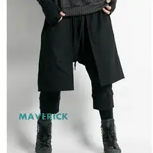 27-44 мужские и женские летние новые личности свободные многоуровневые брюки-кюлоты брюки тонкие поддельные две брюки-кюлоты певица костюмы брюки