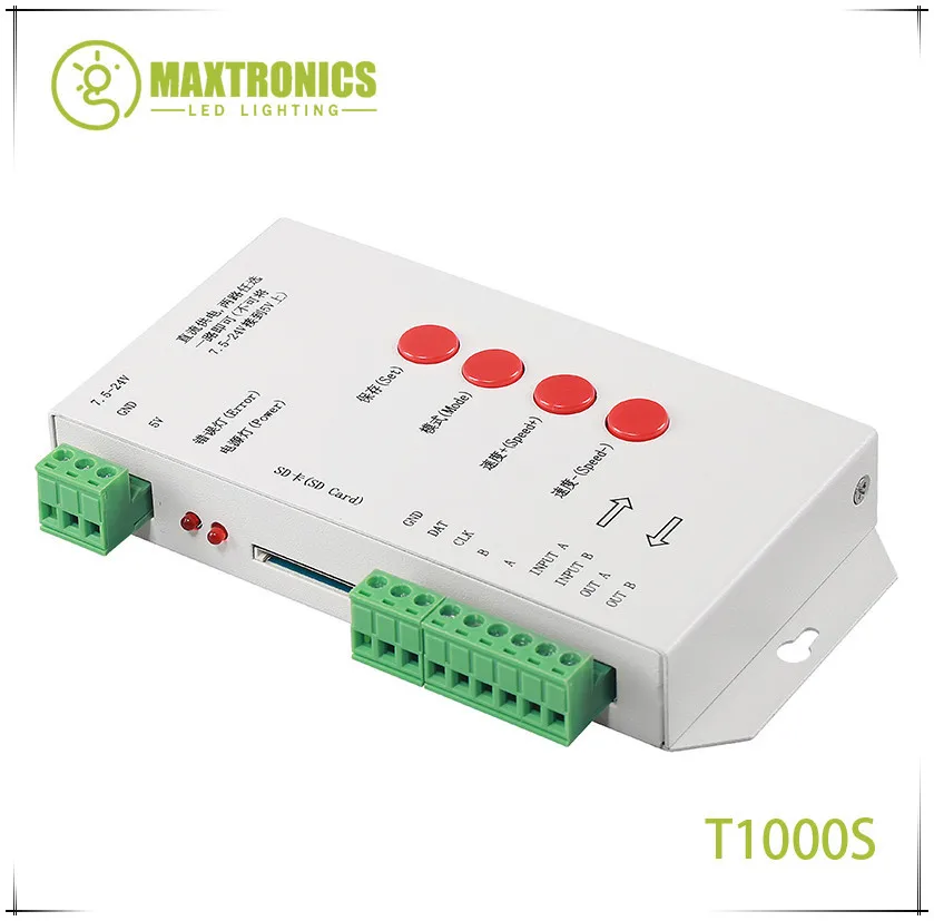 T1000S SD Card WS2801 WS2811 WS2812 WS1903 LPD6803 LED 2048 Pixels Controller DC5~24V T-1000S DMX 512 RGB Controller
