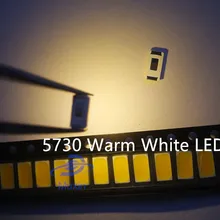 100 шт. 5730 SMD СВЕТОДИОДНЫЙ переменного тока, 50-55 лм светодиодные лампы 0,5 w светильник светодиодный чип теплый белый светодиодный Цветовая температура: 2800-3000K до сих пор 3V