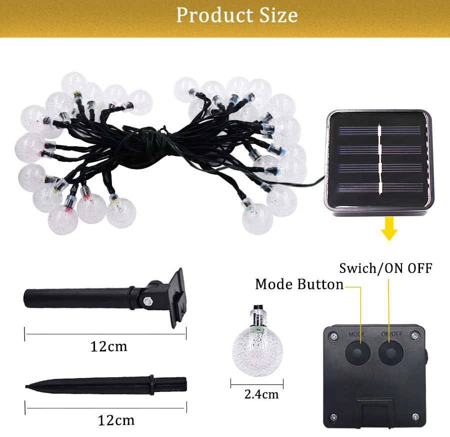 Солнечная наружная гирлянда 30 светодиодный красочный хрустальный шар Солнечная земная Фея освещение рождественнской елки ограждающее украшение водонепроницаемый