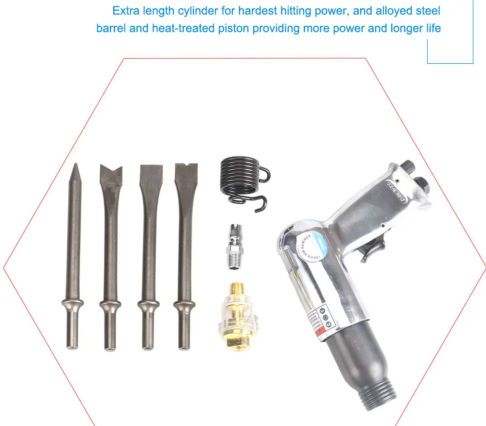 190 мм Пневматика молоток комплект с 4 шт. зубила для измельчения клепки резки пирсинг