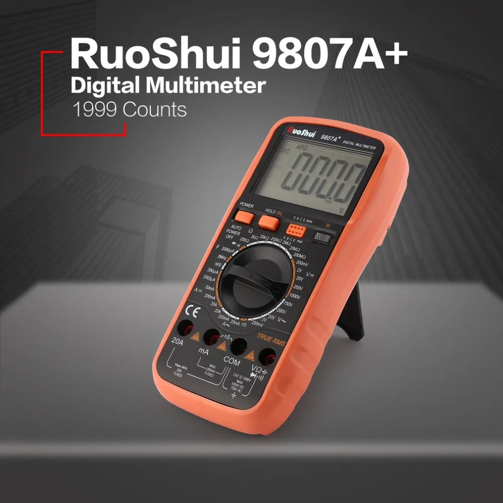 

RuoShui 9807A+ Digital Multimeter 19999 Counts True RMS AC/DC Volt Amp Ohm Capacitance Frequency Diode hFE Continuity Tester