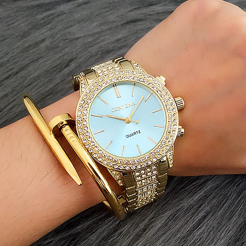 

CONTENA Fashion Pop Style Crystal Ladies Wristwatches Luxury Full Diamonds Round Dress Women Quartz-Watch Business Relogio uhren