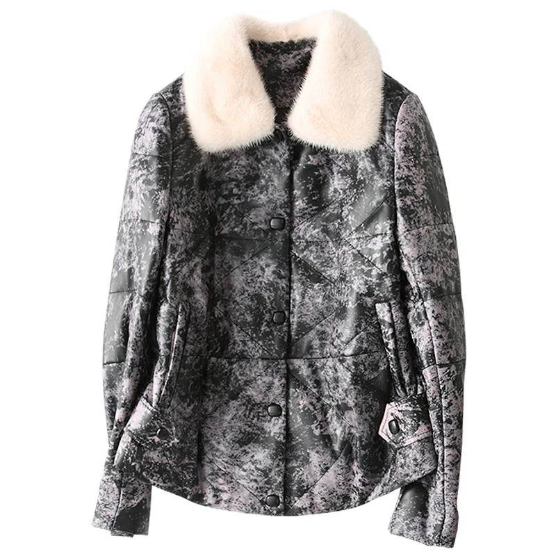Buy Korean Mink Fur Collar Sheepskin Coat Female