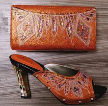 Freies Verschiffen Afrikanische Mode Italienische Schuhe Und Passende Taschen Set, Italien Schuhe Und Taschen Mit Blume Gelb Farbe, 37-43!! YZ2
