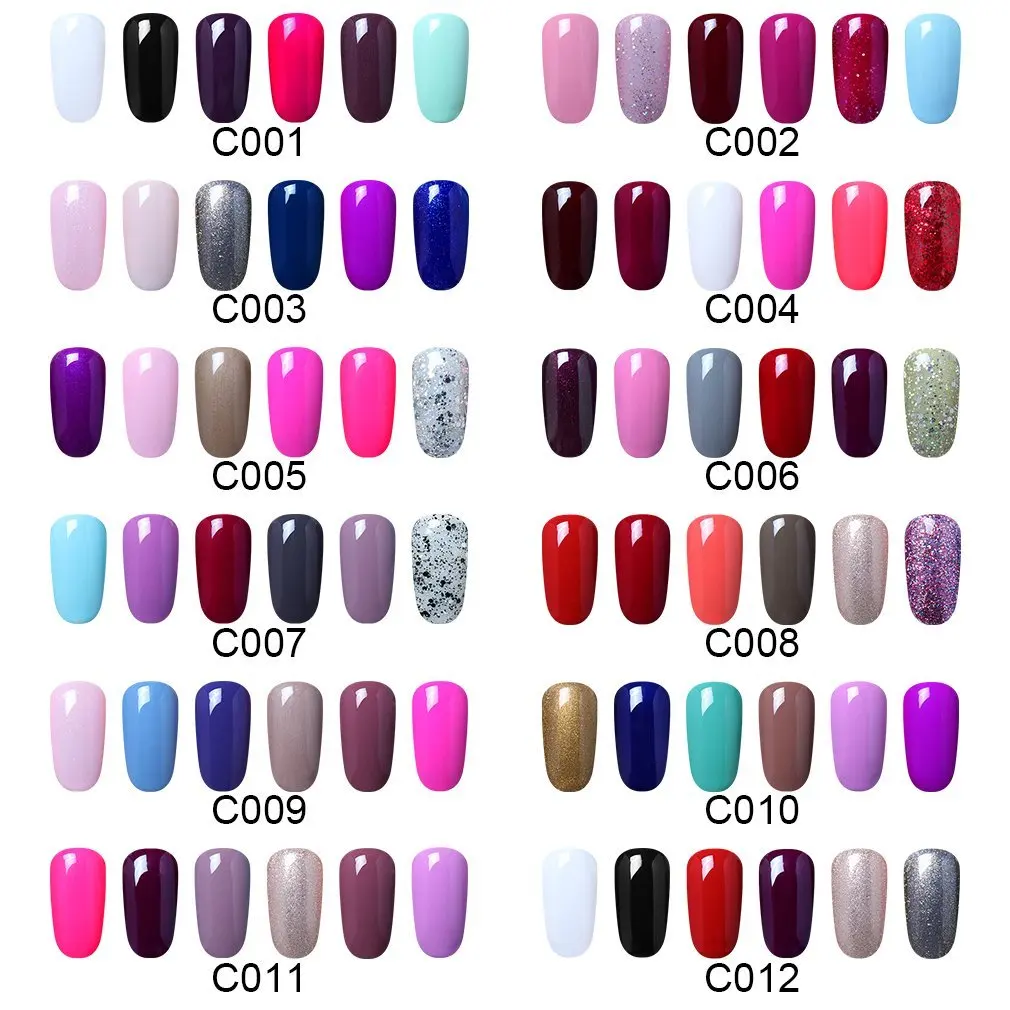 

CLAVUZ 6pcs/Lot 8ml Pure Color Black White Red Nail Gel Polish Set Manicure UV LED Lacquer Starter Set DIY Naill Art Varnish