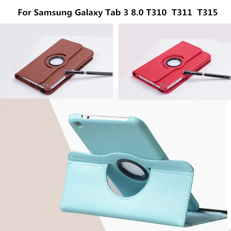 

SM-T310 SM-T311 SM-T315 PU Leather Cover 360 Degree Rotating Stand Case For Samsung Galaxy Tab 3 8.0 inch T311 T310 T315 Tablet