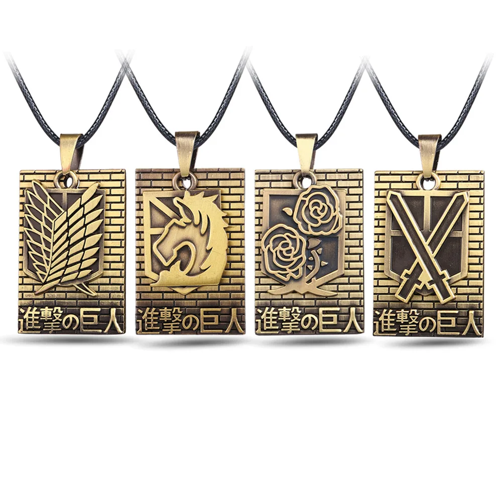 

Anime Attack on Titan Scout Regiment Logo Necklace Mikasa Levi Ackerman Eren Jaeger Jiyuu no Tsubasa Keychain Pendants Figure