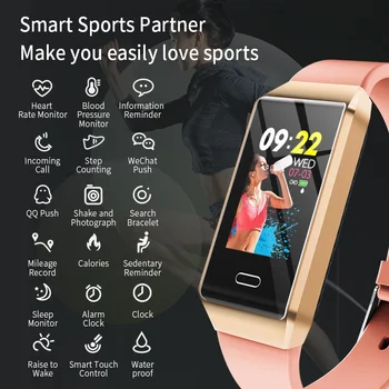 

Fashion Smart band heart rate blood pressure monitor smart wristband Female physiological period Fitness sports bracelet women