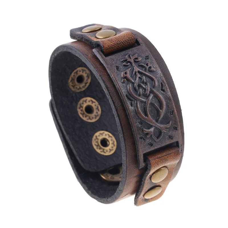 

Punk Retro Genuine Leather Bracelets & Bangles for man Charm Vintage Wristband Jewelry boy Gift