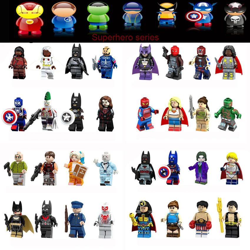 

Single Sales Construction Toys Compatible Captain Bat Spider Clown Steel Hunter Dr. Female Children Building Block Toys JM-7