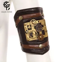 GearDuke стимпанк готический Женский рукав руки кофе pu кожаный ретро браслет винтажная латунная Кнопка рука рукав аксессуары