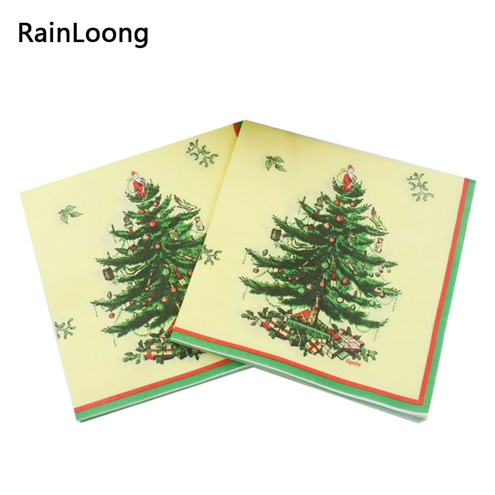 [RainLoong] пищевая бумага с новогодней елкой салфетки праздничные и вечерние салфетки украшения Guardanapo 33 см* 33 см 1 упак./лот