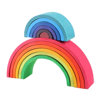 

Arch Bridge Rainbow Semicircle Building Decoration Child Early Learning Wooden Bending Board Toy Wooden Large 12 Pieces